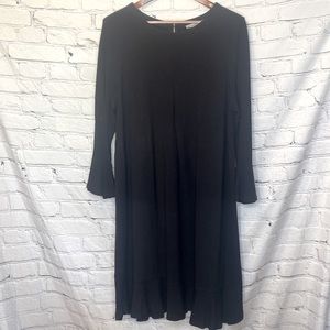 Loft Maternity Black Long Sleeve Ruffle Hem Dress Size X-Large